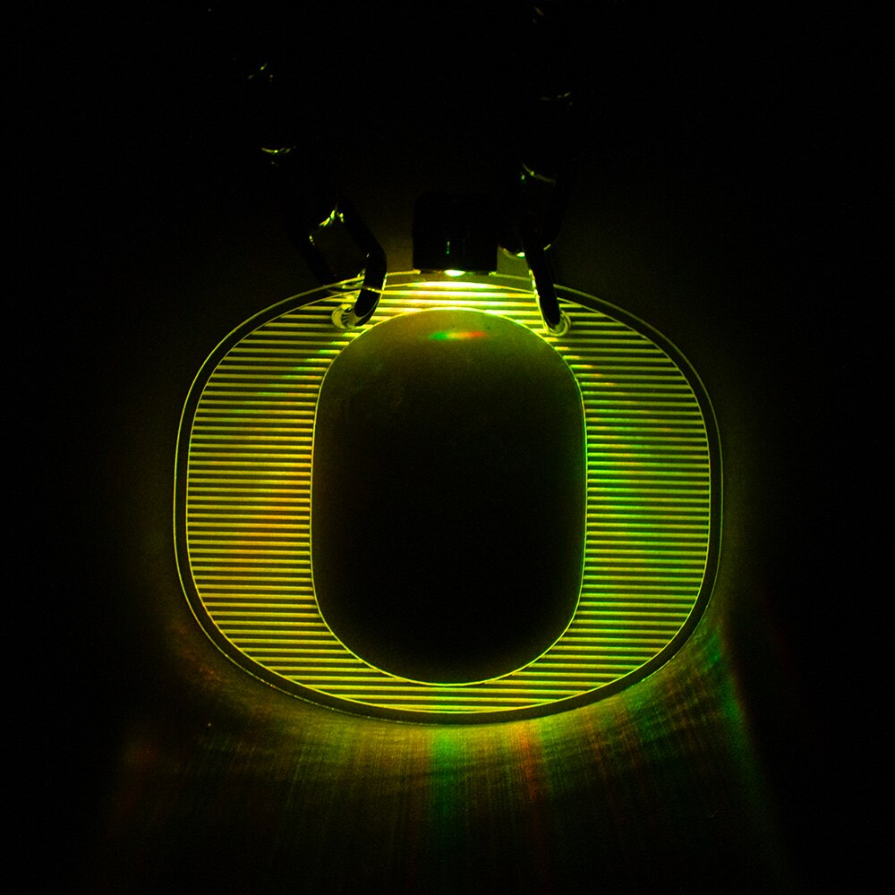 Classic Oregon O, Collegiate Art Design, Green, Necklaces, Gifts, Rechargeable, Light, Chain, 910101